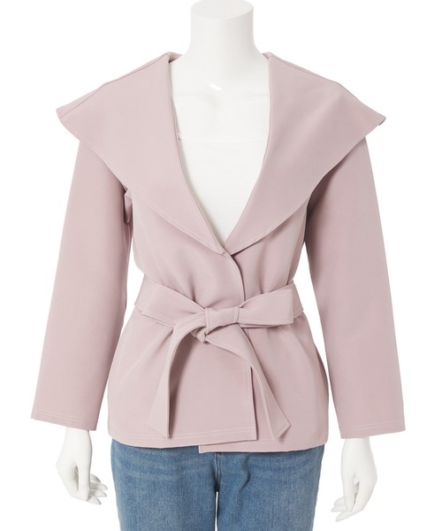 Edit Sheen（エディットシーン）の「【スタイリストプロデュース】セーラーカラーミドル丈ライトジャケット（その他アウター・レディース・グレイッシュベージュ/スモークピンク・S/M）」の6枚目の写真