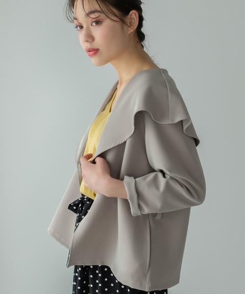 Edit Sheen（エディットシーン）の「【スタイリストプロデュース】セーラーカラーミドル丈ライトジャケット（その他アウター・レディース・グレイッシュベージュ/スモークピンク・S/M）」の20枚目の写真