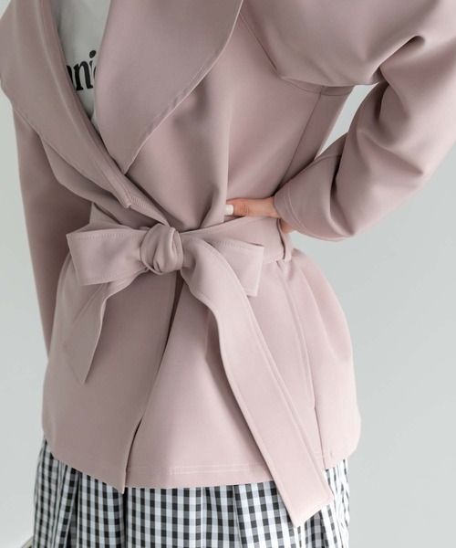Edit Sheen（エディットシーン）の「【スタイリストプロデュース】セーラーカラーミドル丈ライトジャケット（その他アウター・レディース・グレイッシュベージュ/スモークピンク・S/M）」の12枚目の写真
