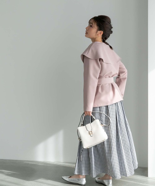 Edit Sheen（エディットシーン）の「【スタイリストプロデュース】セーラーカラーミドル丈ライトジャケット（その他アウター・レディース・グレイッシュベージュ/スモークピンク・S/M）」の13枚目の写真