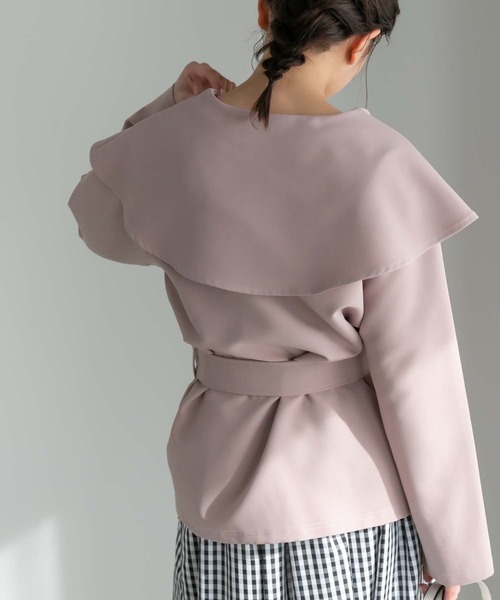 Edit Sheen（エディットシーン）の「【スタイリストプロデュース】セーラーカラーミドル丈ライトジャケット（その他アウター・レディース・グレイッシュベージュ/スモークピンク・S/M）」の14枚目の写真