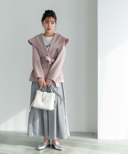 Edit Sheen（エディットシーン）の「【スタイリストプロデュース】セーラーカラーミドル丈ライトジャケット（その他アウター・レディース・グレイッシュベージュ/スモークピンク・S/M）」の15枚目の写真