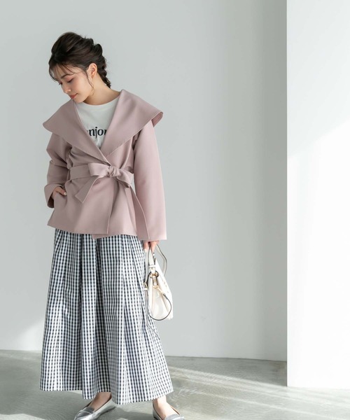 Edit Sheen（エディットシーン）の「【スタイリストプロデュース】セーラーカラーミドル丈ライトジャケット（その他アウター・レディース・グレイッシュベージュ/スモークピンク・S/M）」の17枚目の写真