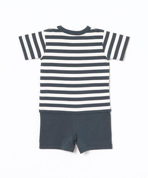 agnes b.（アニエスベー）の「SCM5 L GREN ベビー ボーダードッキングロンパース（ロンパース・キッズ・ストライプ・6MONTH/1YEAR）」の2枚目の写真
