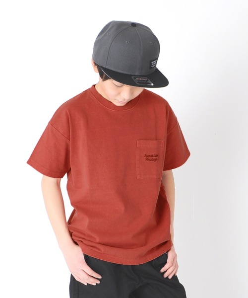GLAZOS（グラソス）の「天竺・ドロップショルダーピグメント半袖Tシャツ【セットアップ対応】（Tシャツ/カットソー・キッズ・ブルー/カーキ/チャコールグレー/レッド・130cm/140cm/150cm/160cm/170cm）」の4枚目の写真