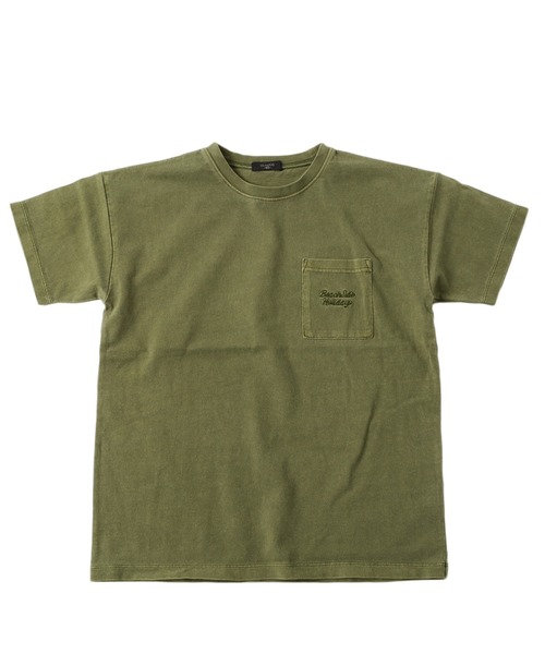 GLAZOS（グラソス）の「天竺・ドロップショルダーピグメント半袖Tシャツ【セットアップ対応】（Tシャツ/カットソー・キッズ・ブルー/カーキ/チャコールグレー/レッド・130cm/140cm/150cm/160cm/170cm）」の3枚目の写真