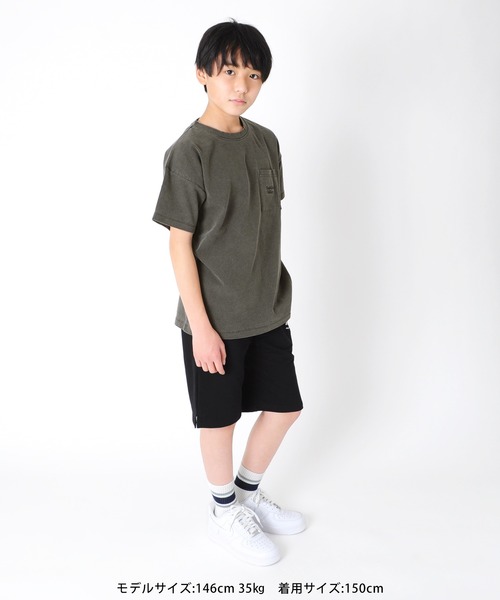 GLAZOS（グラソス）の「天竺・ドロップショルダーピグメント半袖Tシャツ【セットアップ対応】（Tシャツ/カットソー・キッズ・ブルー/カーキ/チャコールグレー/レッド・130cm/140cm/150cm/160cm/170cm）」の5枚目の写真
