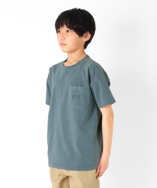 GLAZOS（グラソス）の「天竺・ドロップショルダーピグメント半袖Tシャツ【セットアップ対応】（Tシャツ/カットソー・キッズ・ブルー/カーキ/チャコールグレー/レッド・130cm/140cm/150cm/160cm/170cm）」の8枚目の写真