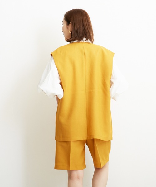 PAPAVER（パパヴェル）の「【PAPAVER】麻調ポリ　W釦ジレ（ベスト・レディース・オレンジ系その他/グリーン/ベージュ・MEDIUM）」の8枚目の写真