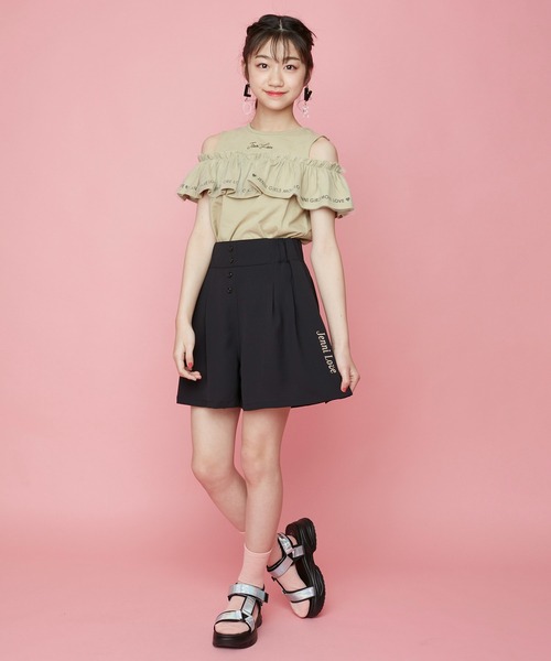 チュールフリルロングTシャツ ドットチュールフリルギャザーTシャツ