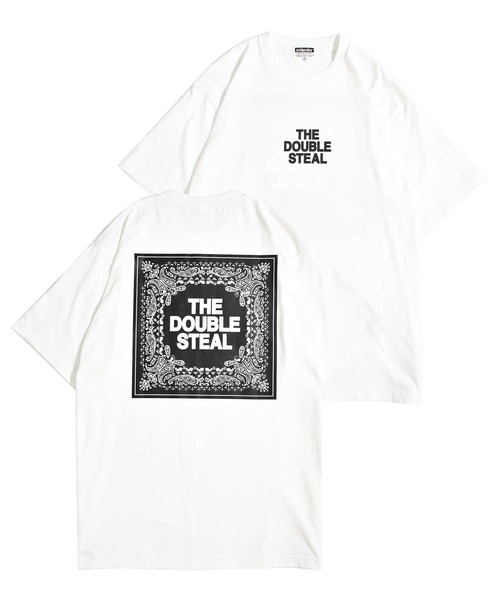 DOUBLE STEAL（ダブルスティール）の「Square Bandana Logo 半袖Tシャツ（Tシャツ/カットソー・メンズ・ホワイト×グリーン/ブラック×グリーン/ホワイト×ブラック/ブラック×ブラック・X-LARGE/XX-LARGE/MEDIUM/LARGE）」の2枚目の写真