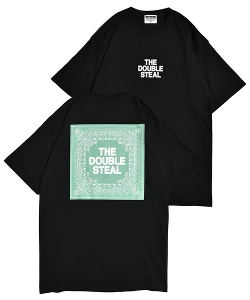 DOUBLE STEAL（ダブルスティール）の「Square Bandana Logo 半袖Tシャツ（Tシャツ/カットソー・メンズ・ホワイト×グリーン/ブラック×グリーン/ホワイト×ブラック/ブラック×ブラック・X-LARGE/XX-LARGE/MEDIUM/LARGE）」の4枚目の写真