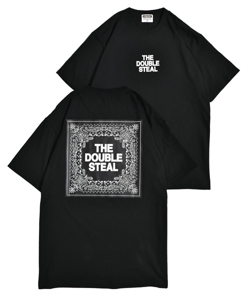 DOUBLE STEAL（ダブルスティール）の「Square Bandana Logo 半袖Tシャツ（Tシャツ/カットソー・メンズ・ホワイト×グリーン/ブラック×グリーン/ホワイト×ブラック/ブラック×ブラック・X-LARGE/XX-LARGE/MEDIUM/LARGE）」の5枚目の写真