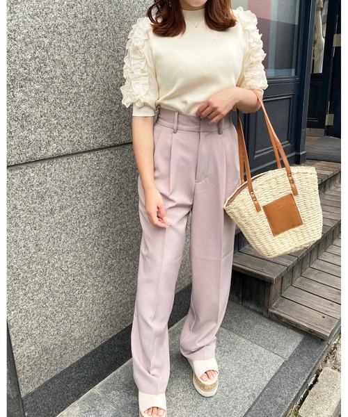 INGNI（イング）の「袖異素材フリルニット（ニット/セーター・レディース・アイボリー/ブラック/グレー系その他・M）」の10枚目の写真