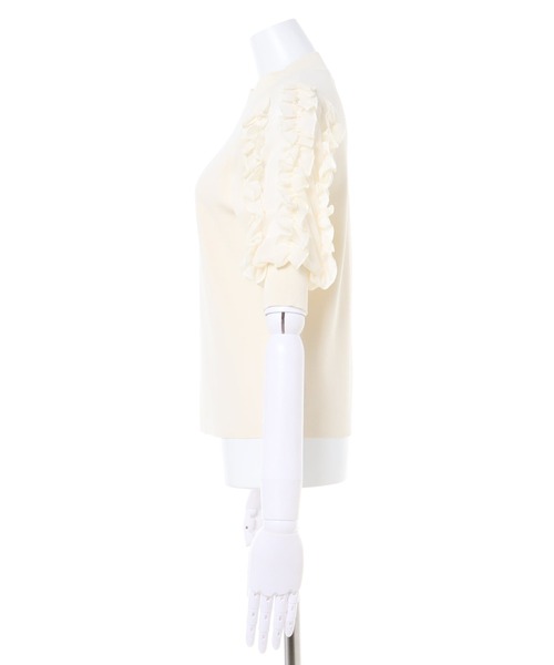 INGNI（イング）の「袖異素材フリルニット（ニット/セーター・レディース・アイボリー/ブラック/グレー系その他・M）」の5枚目の写真