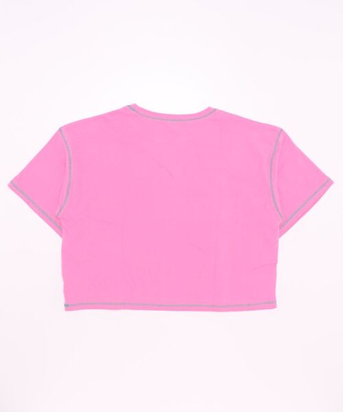 nemne store(ネンネストア)の「ワンポイント刺繍入り配色ステッチTシャツ(Tシャツ/カットソー・レディース・ホワイト/ピンク/オートミール・フリー)」の9枚目の写真