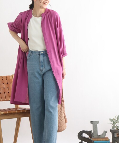 SHOO・LA・RUE（シューラルー）の「◆前開きロングワンピース（ワンピース・レディース・オフホワイト/ブラック/パープル系4・00）」の3枚目の写真