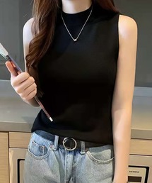 ハイネックノースリーブニット