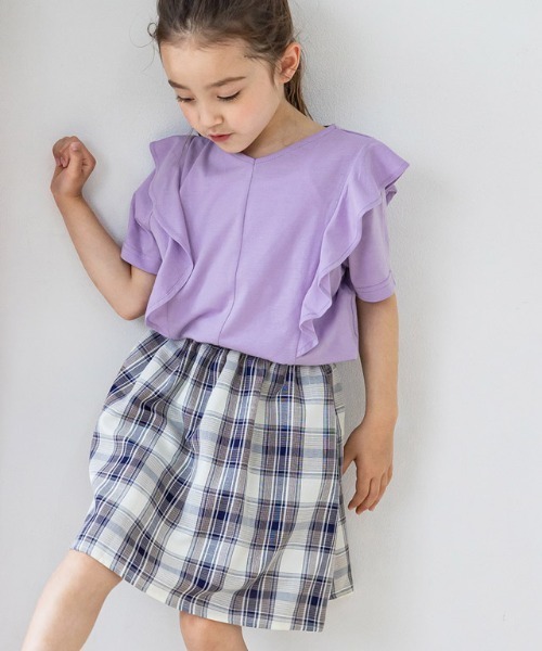 lulpini（ルルピー二）の「kids　2wayフリルショルダーTシャツ（Tシャツ/カットソー・レディース・オフホワイト/オレンジ/ラベンダー・M/L/S）」の6枚目の写真