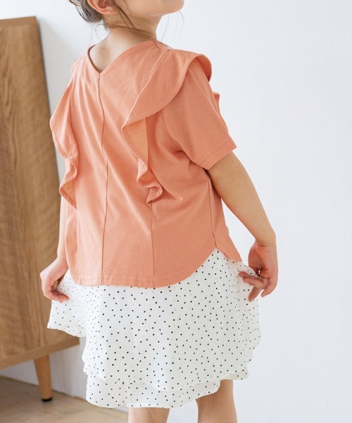 lulpini（ルルピー二）の「kids　2wayフリルショルダーTシャツ（Tシャツ/カットソー・レディース・オフホワイト/オレンジ/ラベンダー・M/L/S）」の4枚目の写真