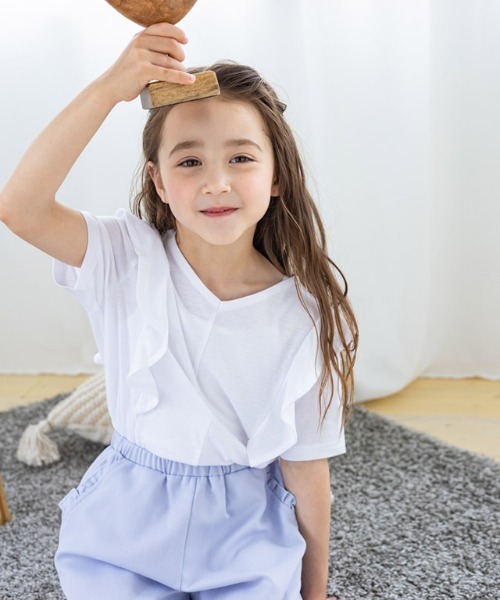 lulpini（ルルピー二）の「kids　2wayフリルショルダーTシャツ（Tシャツ/カットソー・レディース・オフホワイト/オレンジ/ラベンダー・M/L/S）」の7枚目の写真