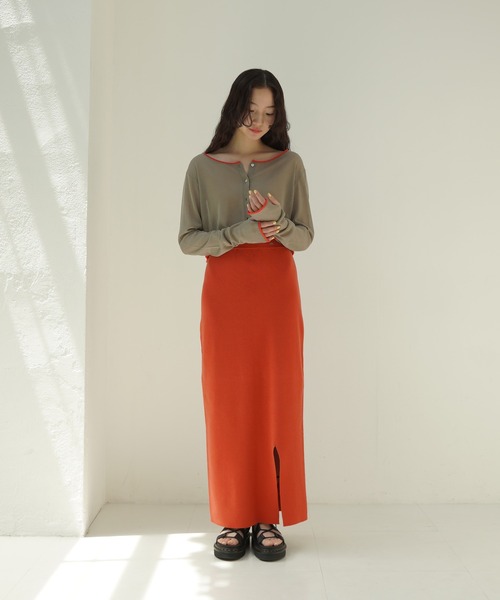 TINA:JOJUN(ティーナジョジュン)の「オーガニックコットン ニットスカート TINA:JOJUN(スカート・レディース・ブラック/オレンジ/ライトグリーン/ピンク系その他・S/M)」の6枚目の写真