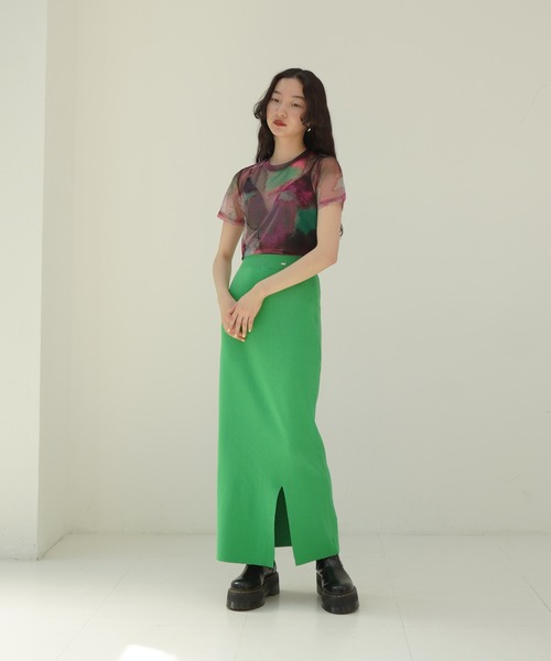 TINA:JOJUN(ティーナジョジュン)の「オーガニックコットン ニットスカート TINA:JOJUN(スカート・レディース・ブラック/オレンジ/ライトグリーン/ピンク系その他・S/M)」の9枚目の写真