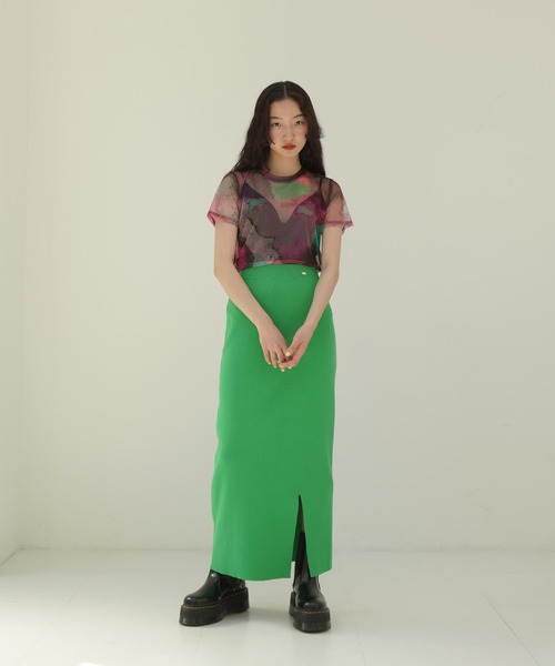 TINA:JOJUN(ティーナジョジュン)の「オーガニックコットン ニットスカート TINA:JOJUN(スカート・レディース・ブラック/オレンジ/ライトグリーン/ピンク系その他・S/M)」の11枚目の写真