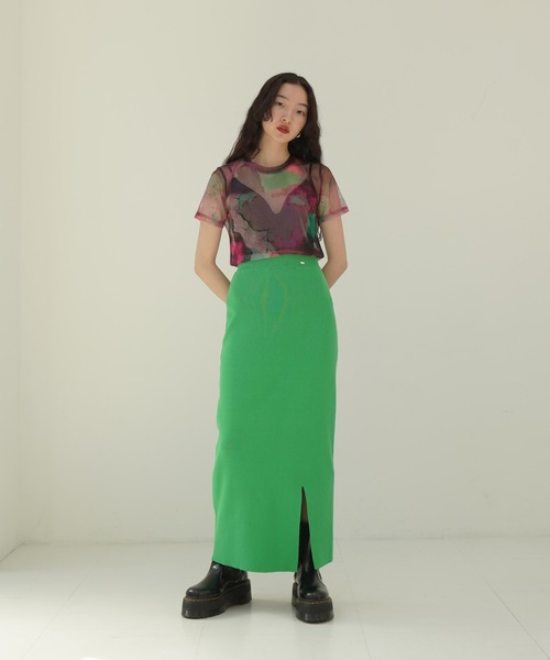 TINA:JOJUN(ティーナジョジュン)の「オーガニックコットン ニットスカート TINA:JOJUN(スカート・レディース・ブラック/オレンジ/ライトグリーン/ピンク系その他・S/M)」の12枚目の写真