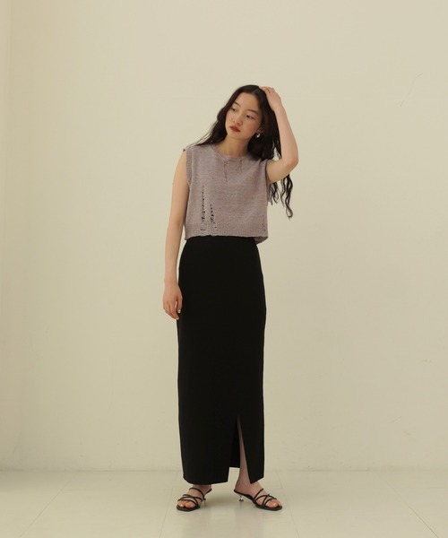 TINA:JOJUN(ティーナジョジュン)の「オーガニックコットン ニットスカート TINA:JOJUN(スカート・レディース・ブラック/オレンジ/ライトグリーン/ピンク系その他・S/M)」の18枚目の写真