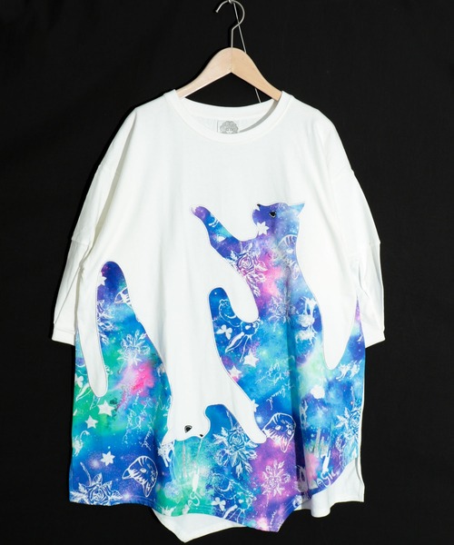セール ネコ 宇宙柄アップリケチュニック Tシャツ カットソー Scolar スカラー のファッション通販 Zozotown