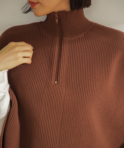 CREOLME(クレオルム)の「(CREOLME)フロントジップニットケープ(ニット/セーター・レディース・ネイビー/ブラウン・ONE SIZE)」の10枚目の写真