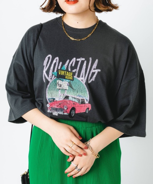 nemne store（ネンネストア）の「【低身長用サイズあり】アソートビッグシルエットTシャツ（Tシャツ/カットソー・レディース・オフホワイト/グリーン/オートミール/スミクロ・SMALL/MEDIUM）」の3枚目の写真