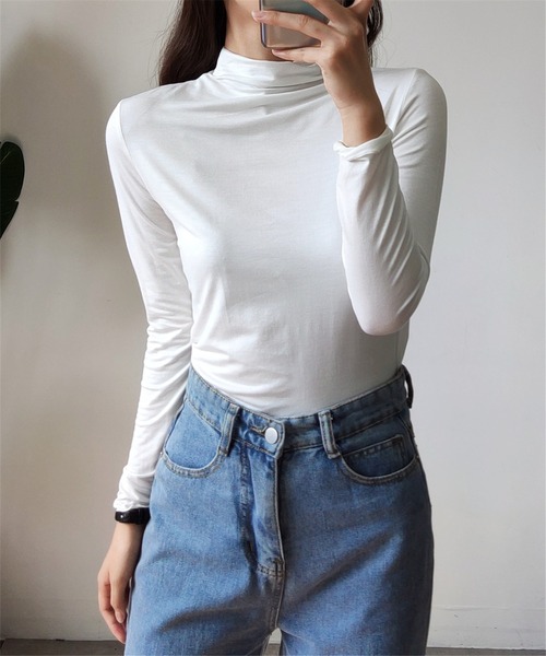 MAISON DE THERESE(メゾン ド テレーズ)の「タートルネック 柔らかいトップス ロン T(Tシャツ/カットソー・レディース・ピンク/グリーン/ホワイト/モカ/ブラック・M/L/XL)」の13枚目の写真