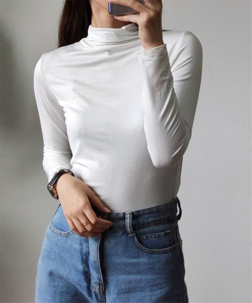 MAISON DE THERESE(メゾン ド テレーズ)の「タートルネック 柔らかいトップス ロン T(Tシャツ/カットソー・レディース・ピンク/グリーン/ホワイト/モカ/ブラック・M/L/XL)」の6枚目の写真