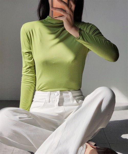 MAISON DE THERESE(メゾン ド テレーズ)の「タートルネック 柔らかいトップス ロン T(Tシャツ/カットソー・レディース・ピンク/グリーン/ホワイト/モカ/ブラック・M/L/XL)」の14枚目の写真