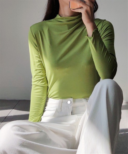 MAISON DE THERESE(メゾン ド テレーズ)の「タートルネック 柔らかいトップス ロン T(Tシャツ/カットソー・レディース・ピンク/グリーン/ホワイト/モカ/ブラック・M/L/XL)」の10枚目の写真