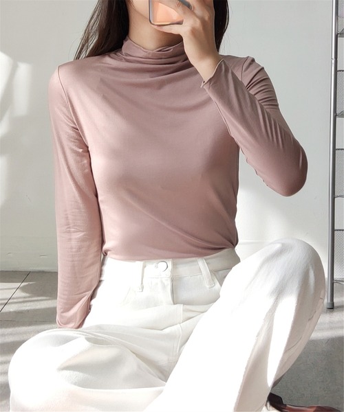 MAISON DE THERESE(メゾン ド テレーズ)の「タートルネック 柔らかいトップス ロン T(Tシャツ/カットソー・レディース・ピンク/グリーン/ホワイト/モカ/ブラック・M/L/XL)」の17枚目の写真