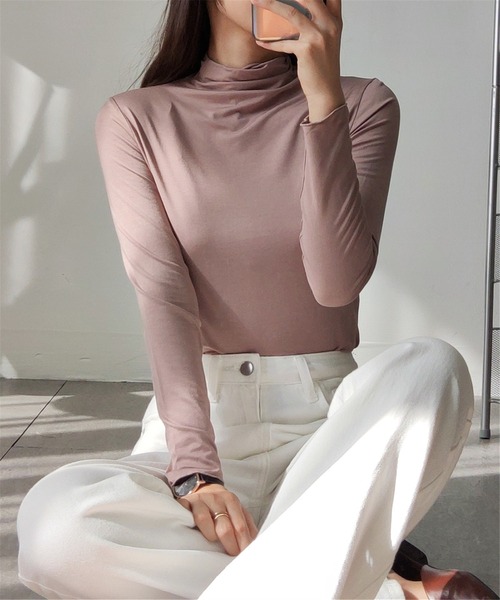 MAISON DE THERESE(メゾン ド テレーズ)の「タートルネック 柔らかいトップス ロン T(Tシャツ/カットソー・レディース・ピンク/グリーン/ホワイト/モカ/ブラック・M/L/XL)」の11枚目の写真