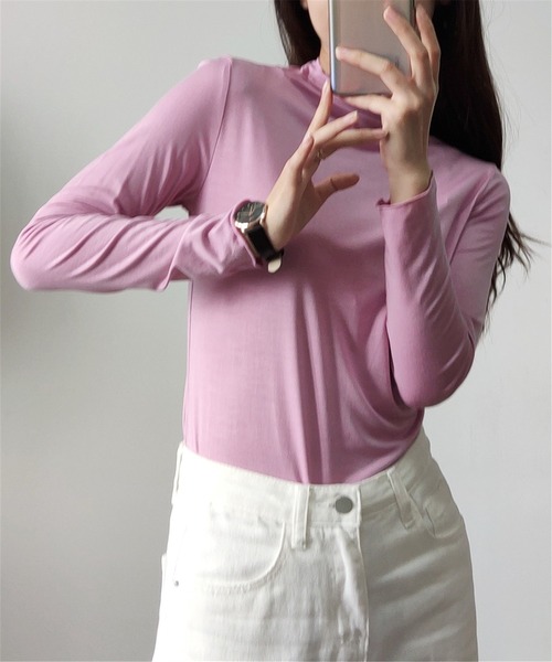 MAISON DE THERESE(メゾン ド テレーズ)の「タートルネック 柔らかいトップス ロン T(Tシャツ/カットソー・レディース・ピンク/グリーン/ホワイト/モカ/ブラック・M/L/XL)」の18枚目の写真