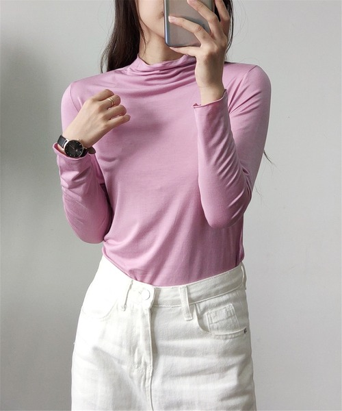 MAISON DE THERESE(メゾン ド テレーズ)の「タートルネック 柔らかいトップス ロン T(Tシャツ/カットソー・レディース・ピンク/グリーン/ホワイト/モカ/ブラック・M/L/XL)」の12枚目の写真
