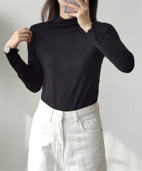 MAISON DE THERESE(メゾン ド テレーズ)の「タートルネック 柔らかいトップス ロン T(Tシャツ/カットソー・レディース・ピンク/グリーン/ホワイト/モカ/ブラック・M/L/XL)」の8枚目の写真