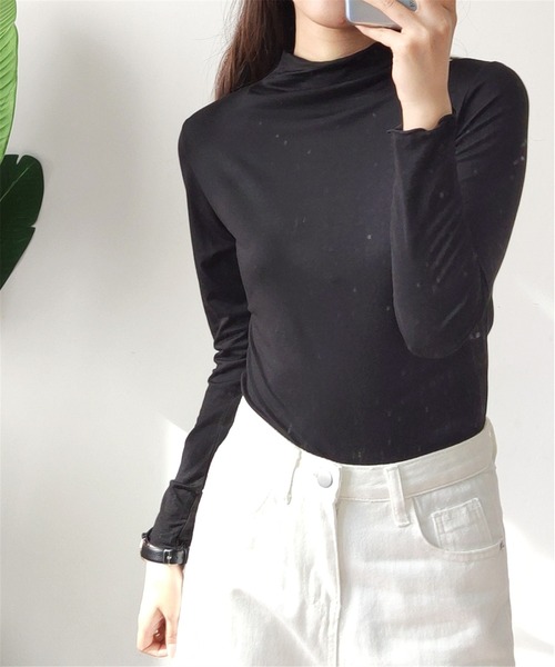 MAISON DE THERESE(メゾン ド テレーズ)の「タートルネック 柔らかいトップス ロン T(Tシャツ/カットソー・レディース・ピンク/グリーン/ホワイト/モカ/ブラック・M/L/XL)」の15枚目の写真