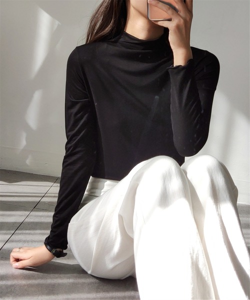MAISON DE THERESE(メゾン ド テレーズ)の「タートルネック 柔らかいトップス ロン T(Tシャツ/カットソー・レディース・ピンク/グリーン/ホワイト/モカ/ブラック・M/L/XL)」の20枚目の写真