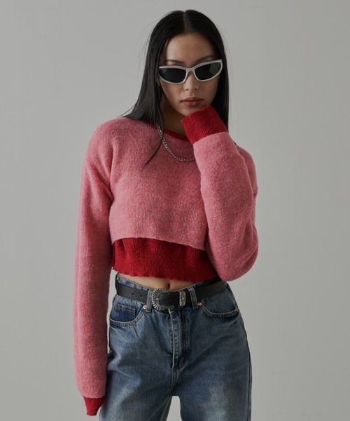 FIG&VIPER（フィグアンドバイパー）の「2WAYリバーシブルニット（ニット/セーター・レディース・ホワイト/ブルー/ピンク・FREE）」の2枚目の写真