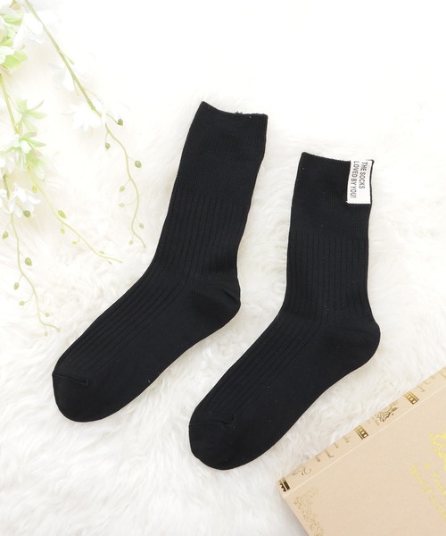 正規品♡レーヨンロゴ上下セット♡ダークグレー セール】【5色組】タグデザインクルーソックスセット（ソックス