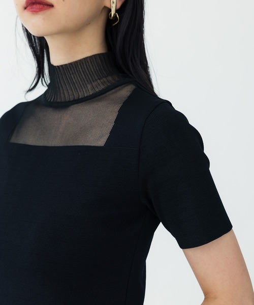 UNITED TOKYO(ユナイテッドトウキョウ)の「スクエアーシースルーニット(ニット/セーター・レディース・ブラック/イエロー・FREE)」の4枚目の写真