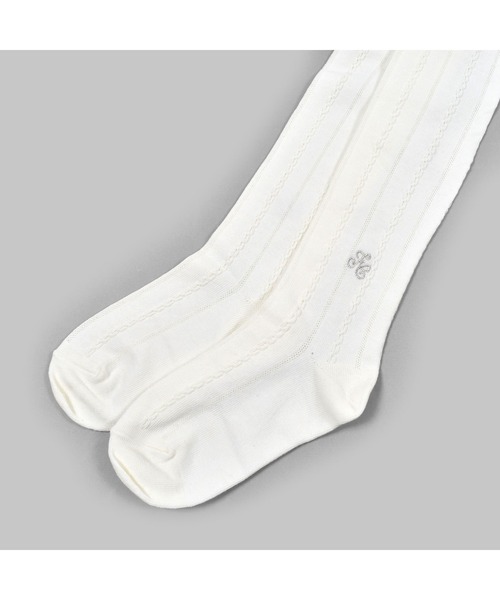 Tartine et Chocolat（タルティーヌエショコラ）の「Tartine et Chocolat/【 お揃い 】 日本製 ラメ 刺繍 タイツ (80~140cm)（タイツ/ストッキング・キッズ・オフホワイト/ネイビー・LARGE/MEDIUM/SMALL/X-SMALL）」の4枚目の写真