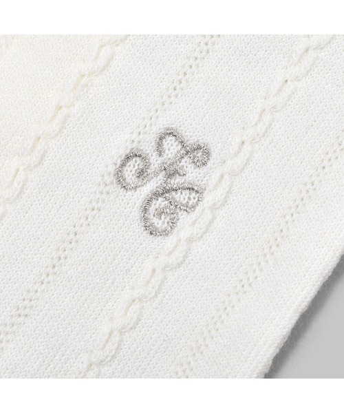 Tartine et Chocolat（タルティーヌエショコラ）の「Tartine et Chocolat/【 お揃い 】 日本製 ラメ 刺繍 タイツ (80~140cm)（タイツ/ストッキング・キッズ・オフホワイト/ネイビー・LARGE/MEDIUM/SMALL/X-SMALL）」の6枚目の写真