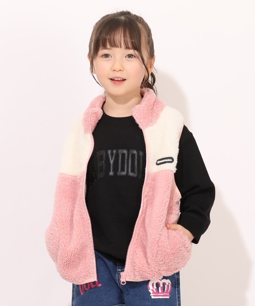 BABYDOLL（ベビードール）の「通販限定 切替フリースボアベスト 7154K（ベスト・キッズ・ブラウン/オフホワイト/パープル/チェリーピンク/ブラック・110cm/100cm/140cm/130cm/120cm/90cm）」の8枚目の写真